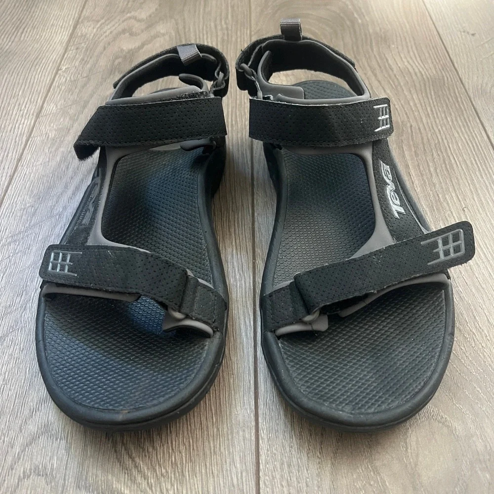 Teva Tanza Mens Black Grey Sport Sandals Hiking Water Shoes 4289 Size 8